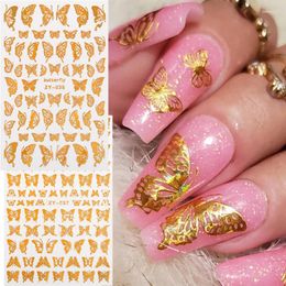 Nail Stickers 3D Butterfly Designs Sticker Gold Silver Laser Adhesive Sliders Foil Art Tips Decorations Manicure Transfer Decals