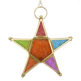 Night Lights Colourful Glass Home Decoration Indoor/Outdoor Moroccan Style Light Holder Star Shape Wind Tealight Hanging