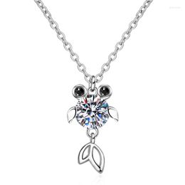 Chains Passed Diamond Test Perfect Cut 0.5-1CT Moissanite Necklace 925 Sterling Silver Cute Fish Pendant Party Jewellery Memorial Gift