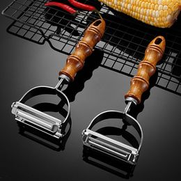 Wooden Handle Stainless Steel Peeler Vegetable Fruit Potato Cucumber Slicer Multifunction Grater Julienne Peeler Kitchen Tools Q712