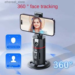 Selfie Monopods 360 Rotation Camera Gimbal Stabiliser Selfie Stick Monopod Desktop Tracking Gimbal PTZ For Tiktok Smartphone Live Handheld Phone Q231110