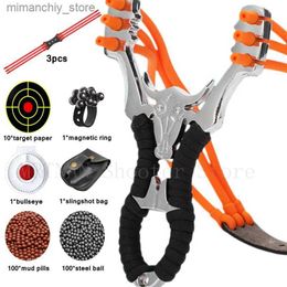 Hunting Slingshots High Quality Hunting Shooting Alloy Slingshot Card Ball Rrubber Band Outdoor Sports Hunting Shooting Catapult Game Toys Q231110