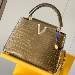 10A Retro Mirror Quality Designer Bag Houlder Pure Women Crobody Crocodile Texture High-end Genuine Leather Hand .