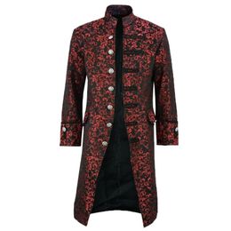 Men's Trench Coats Vintage Tailcoat Jacket Gothic Steampunk Long Sleeve Victorian Dress Halloween Casual Button ClothingMen's