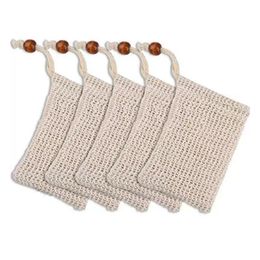 Bath Brushes Sponges Scrubbers Exfoliating Mesh Bags Pouch For Shower Body Mas Scrubber Natural Organic Ramie Soap Bag Sisal Save Dhjdy