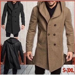 Men's Wool Blends Men's Coat Spring Autumn British Men Hooded Silk Floss Woolen Fashion Casual s Jackets 231109