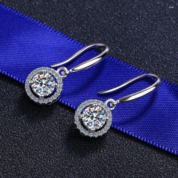 Dangle Earrings Silver Excellent Cut Total 1-2 Carat Real Diamond Test Passed D Color High Clarity Round Moissanite Drop Female Gift