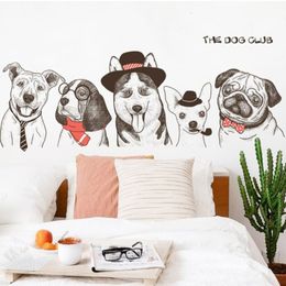 Wall Stickers Creative Dog Wall Sticker Cool Animal Door Sticker Children's Room Decoration Aesthetics Poster Living Room Bedroom Wall Decoration Mural 230410