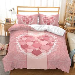 Bedding Sets Couple Duvet Cover Romantic Love Pattern Of Lovers Pink Set Winter Single/double Bedroom Free Shippping