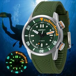 Wristwatches BERNY 20Bar Diver Men Mechanical Watch Miyota 8215 Super Luminous Sapphire Swiming Automatic Self Wind Silicone Wristwatch