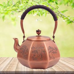 Water Bottles 165L Copper Kettle For Boiling Handmade Red Teapot Octagonal Home Health Tea Pot 231109