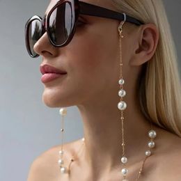 Eyeglasses Chains Sunglass Chain Beaded Pearl Eyeglass Lanyard Holder Strap Silicone Loop Necklace Outside Casual Accessory 231110