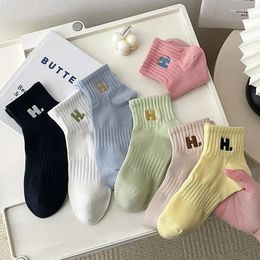 Women Socks 2023 Fashion Breathable Cotton Short For Female Letter Embroidery Girls Student Sports