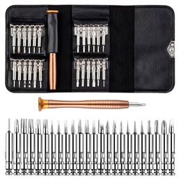 Screwdrivers Portable screwdriver set with 25 clips mini repair tool multifunctional leather case set suitable for Latop smartphone glasses 230410