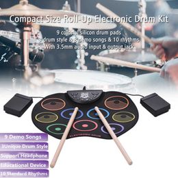 Drums Percussion Color Hand-Rolled Drum 7 Standard Timbres 9 Demo Songs Music Sense Cultivation Children Educational Drum kit Instrument Toys