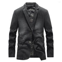 Men's Jackets Western Cowboy Jacket Blazer For Men Vintage Old Washed Spring Autumn Coat Fashion Slim Fit Retro Casual Business