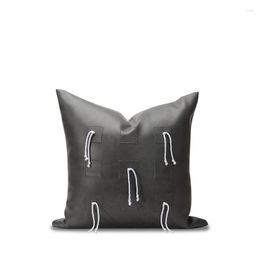 Pillow INS Luxury Cover Home Decoration Throw Solid Black Leather Sofa Car S 45x45cm
