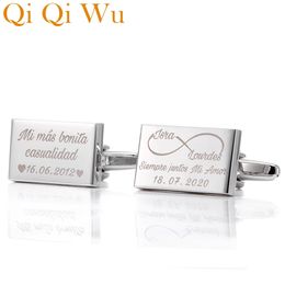 Cuff Links Custom Engraved Mens Shirt Cufflinks Wedding Gifts Name Lettes Gemelos Personalizados Boda Buttons Groom Jewellery man Cuffs 231109