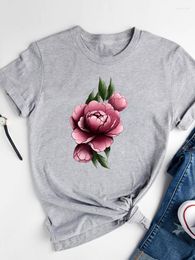 Women's T Shirts Lovely Flower Sweet 90s Fashion Casual Tee Summer Short Sleeve Printed Clothes Women Clothing Female Graphic T-shirts