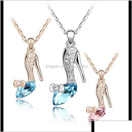Pendant Necklaces Pendants Y High Heels Crystal Necklace Fashion Shoes Statement Cinderella Austrian Candy For Womens Drop Delivery J Dhtoc