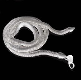 6MM Soft Snake Bone Flat Chains Hip Hop Men Snakes Chain Silver Colour Necklace 16 to 24 inch1532