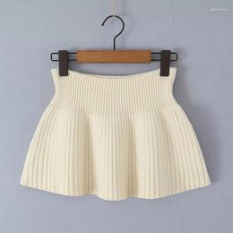 Skirts Autumn Women Vintage Elastic Low Waist Knit Skirt Mini Jupe