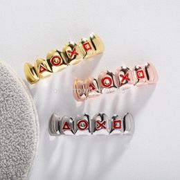 Yellow White Gold Plated Grillz Dental Grills Letter Braces Teeth Hip Hop Personality Women Men Jewelry