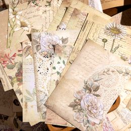 Notepads Yoofun 100 sheets of retro decorative materials paper books rose letters flower magazines dairy production 230408