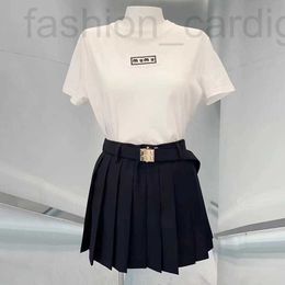 Skirts designer Nanyou High Edition M Half Skirt Women's 2023 Early Autumn Slim Embossed Waist Button Short Pleated AMWF