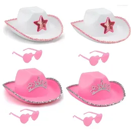 Berets 2pcs/set Halloween Cowboy Hat With Heart Sunglasses Bride Wedding Po Costume Props Outdoor Woman Girl