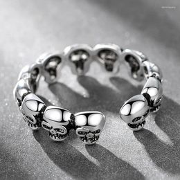 Cluster Rings Vintage Silver Colour For Men Couple Skull Open Retro Trendsetter Puck Birthday Gift Punk Personality Party Jewelry