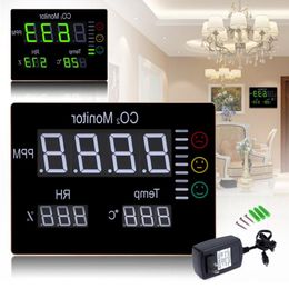 Freeshipping Digital Wall Mounted 0-9999PPM Carbon Dioxide CO2 Metre Gas Analyzer Detector Temperature& Humidity Tester Air Quality Mon Txwl