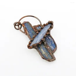 Pendant Necklaces Wholesale Boho Soldering Antique Copper Plated Natural Aquamarine Vintage Jewelry