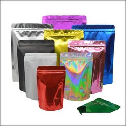 Resealable Coloured Stand Up Aluminium Foil Zip Lock Packaging Bag Self Seal Metallic Mylar Zipper Packing Bag Food Grade Pouches Baking Snack