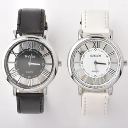 Wristwatches Couple Quartz Watch For Men Women Simple Black White Strap Male Ladies Clock Hollow Transparent Dial Man Fashion Wristwatch