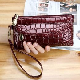 Wallets Women Long Leather Ladies Double Zipper Wallet Clutch Bag Design Red Purse Crocodile Purses Carteras Para Mujer
