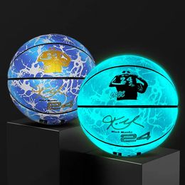 Wrist Support Reflective Glow Basketball Size 5 7 Outdoor Street Cool Balls Glowing Luminous Basketballs Child Youth Adults 231109