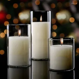 Candle Holders Light Transparent Decoration Cylinder Centrepiece Holder Glass Wedding Candlestick 3pcs Table Cup Tea