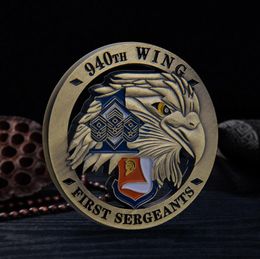 Arts and Crafts Making commemorative coin with hollowed out eagle head and bronze embossed badges