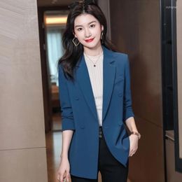 Women's Suits Women Blazer Coat Fashion Temperament Slim Blazers Office Lady Spring Autumn Double-breasted Small Jackets Woman Tops