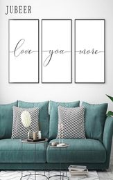 Love You More Canvas Painting Lovely Words Wedding Gift Set Of 3 Prints Bedroom Wall Art Love Quote Sign Nordic Decoration Home9367670