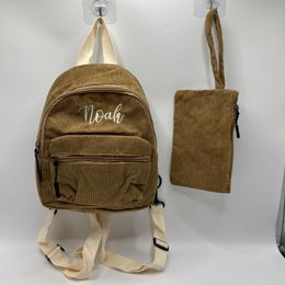 Backpack Customised Name Strip Velvet Corduroy 2023 Women's Bag Simple And Casual Girl