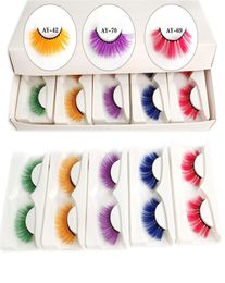 Thick Coloured Faux Mink 3D Eyelashes Dramatic Super Long Fluffy Colour False Eye Lashes for Halloween Cosplay Stage Makeup 11311550901