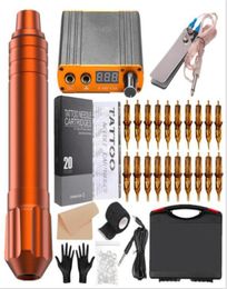 4 Style Professional Rotary Tattoo Gun Kits Komplettes Tattoo Pen Machine Set mit Netzteil Nadelpatronen Makeup Augenbrauen Bo2467531