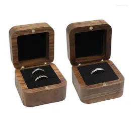 Jewellery Pouches Solid Walnut Box Wooden Engagement Rings Storage Case Ornament