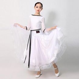 Stage Wear Latin Ballroom Dress Girls Flamenco Modern Dance Costumes For Kids Waltz Dancewear