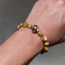 Strand The Taoism Guardian Wheel Genuine Tiger Eye Bracelet For Man And Women Handmade Good Lucky Amulet Natural Stone Jewelry