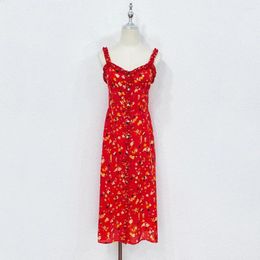 Casual Dresses High Street Red Dress Sexy Women Spaghetti Strap Sheath Fashion Printed Long Sleeveless