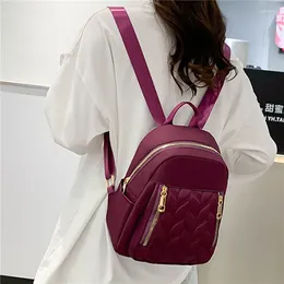 School Bags Fashion Women Backpack Urban Simple Casual Trend Travel Solid Colour Nylon Bag Waterproof Lightweight Ladies
