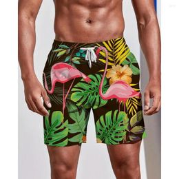 Men's Shorts Four Seasons Flamingo 3D Printing Men's Beach Pants Swimming Leisure Comfortable Youth Trend Oversized Wear